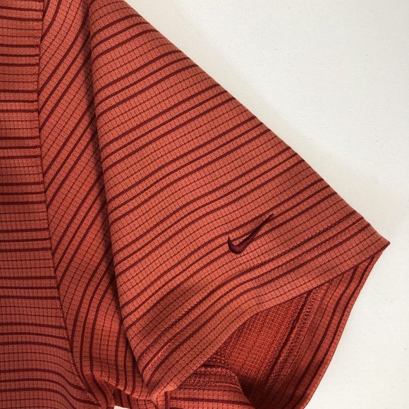 Nike Golf Dry Fit Large Red Striped Short Sleeve Men's Polo Shirt H103 - Picture 3 of 7